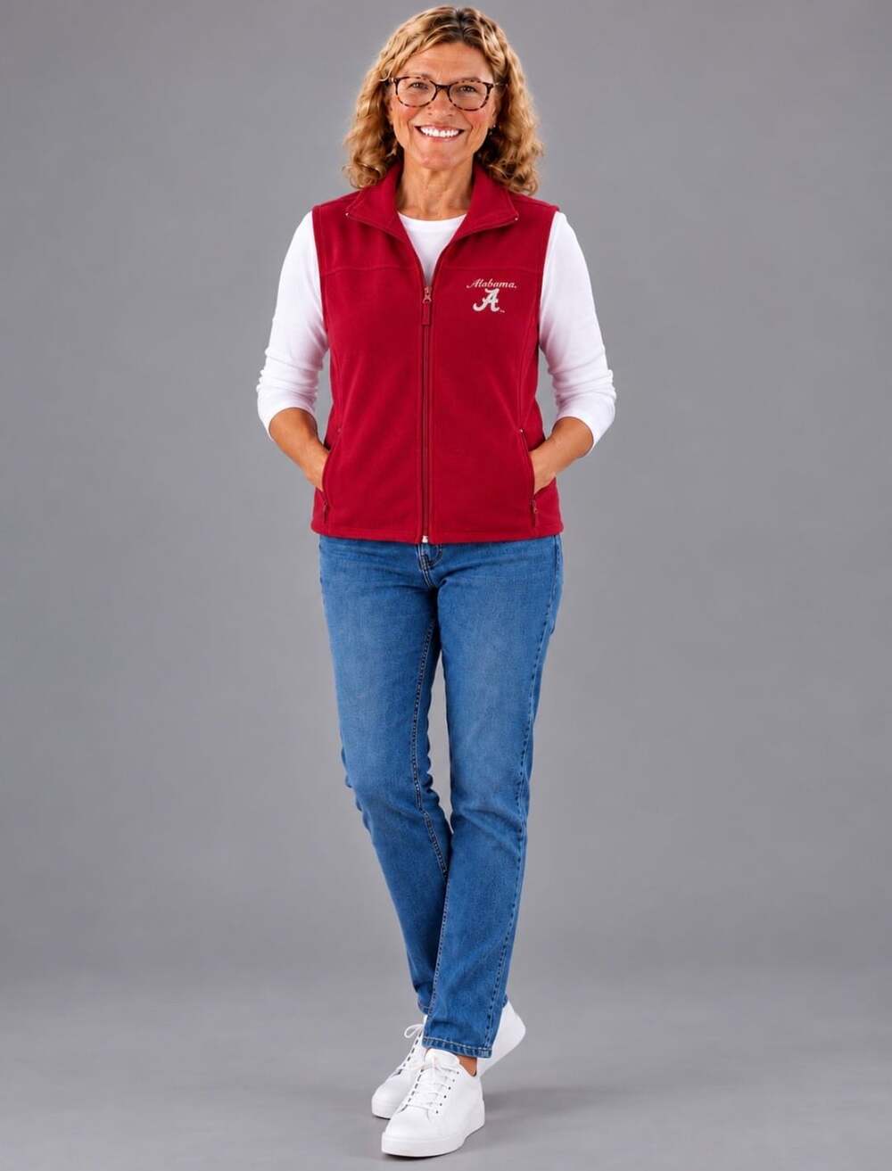 Colosseum Alabama Crimson Tide Fleece Vest Size L Red Full Zip NCAA
